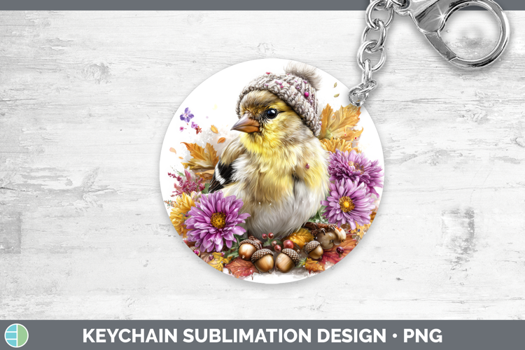 Goldfinch Keychain Birds Knit Hat Sublimation Keyring Design