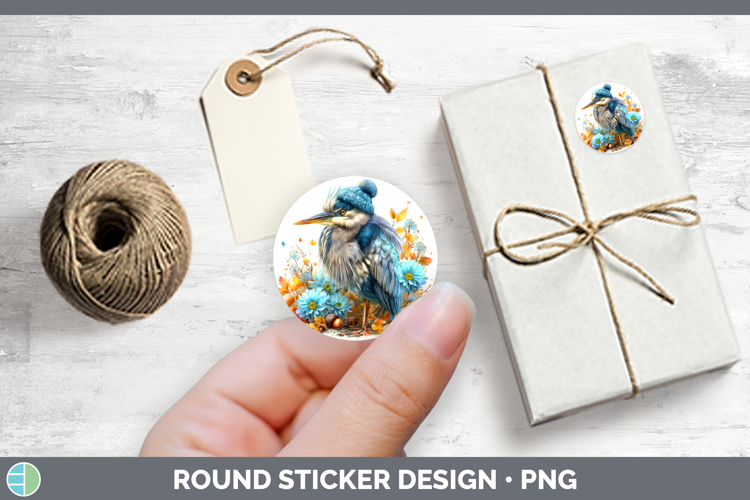 Birds Knit Hat Great Blue Heron Stickers | Round Labels Desi
