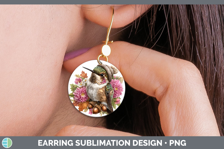 Hummingbird Round Earrings Birds Knit Hat Sublimation Earrin