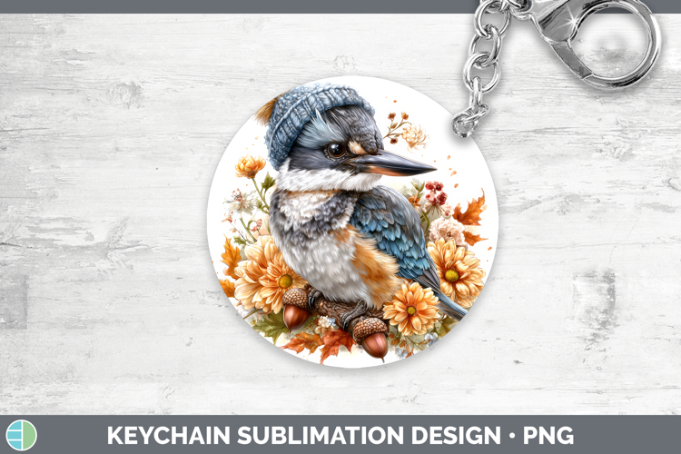 Kingfisher Keychain Birds Knit Hat Sublimation Keyring Desig