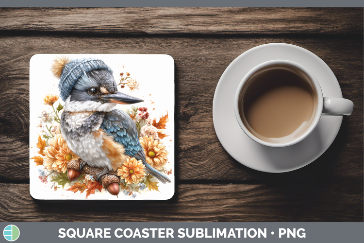 Kingfisher Square Coaster Birds Knit Hat Sublimation Coaster