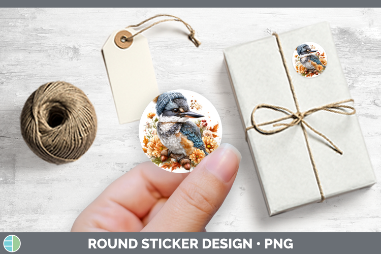Birds Knit Hat Kingfisher Stickers | Round Labels Designs
