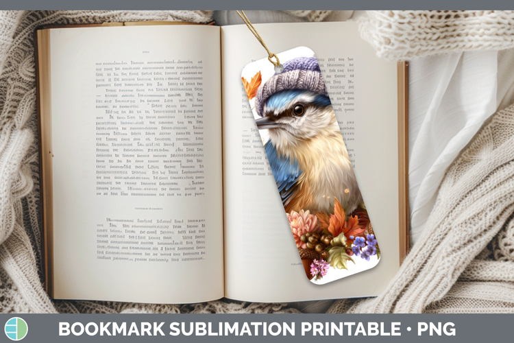 Nuthatch Bookmark Birds Knit Hat Sublimation Printable Desig