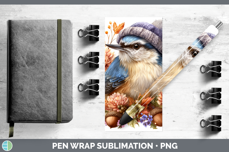 Nuthatch Pen Wrap Birds Knit Hat Sublimation Pen Designs