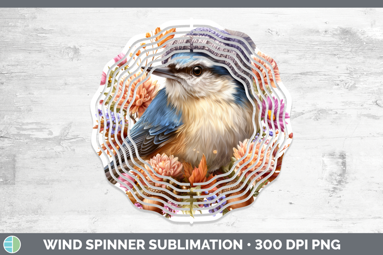 Nuthatch Wind Spinner Birds Knit Hat Sublimation Spinner Des