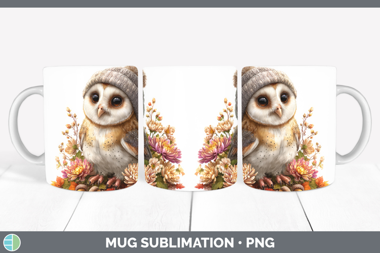 Owl Mug Wrap Birds Knit Hat Sublimation Coffee Cup Designs