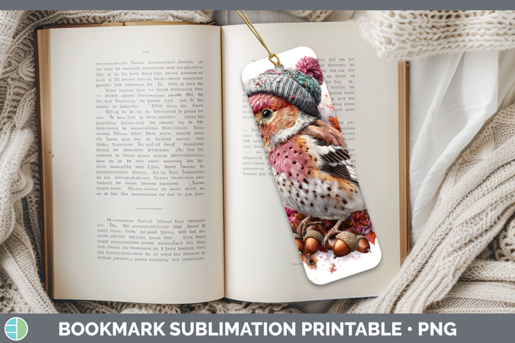 Pine Grosbeak Bookmark Birds Knit Hat Sublimation Printable