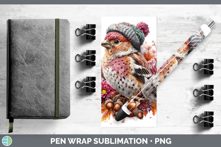 Pine Grosbeak Pen Wrap Birds Knit Hat Sublimation Pen Design