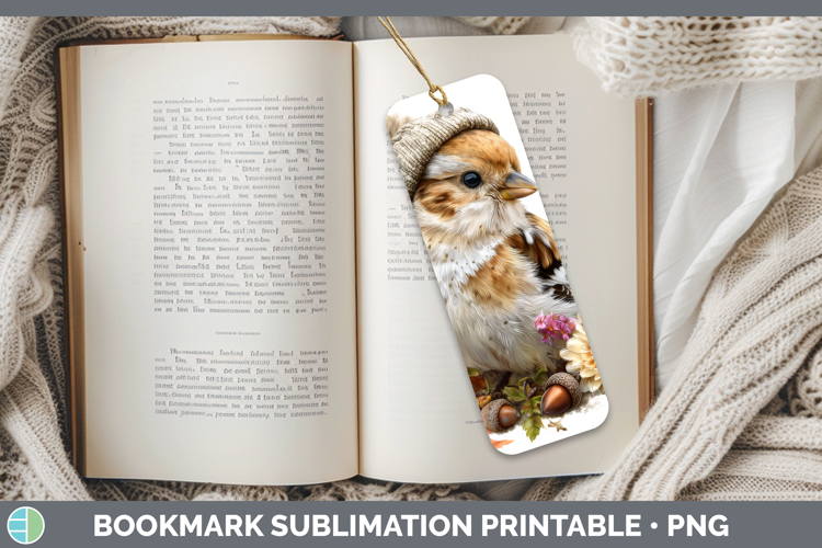 Snow Bunting Bookmark Birds Knit Hat Sublimation Printable D
