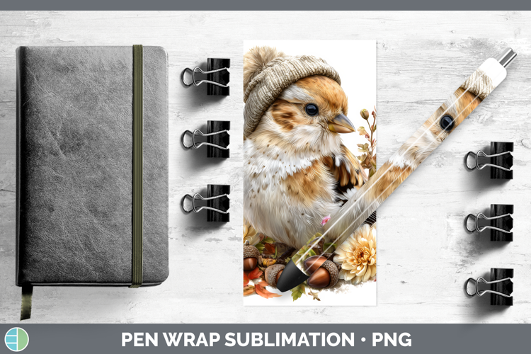 Snow Bunting Pen Wrap Birds Knit Hat Sublimation Pen Designs