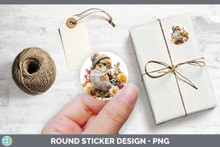 Birds Knit Hat Snow Bunting Stickers | Round Labels Designs