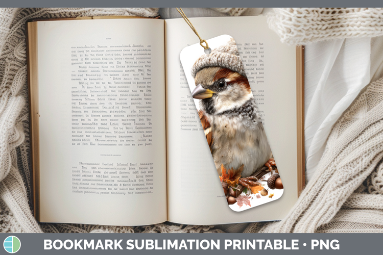 Sparrow Bookmark Birds Knit Hat Sublimation Printable Design