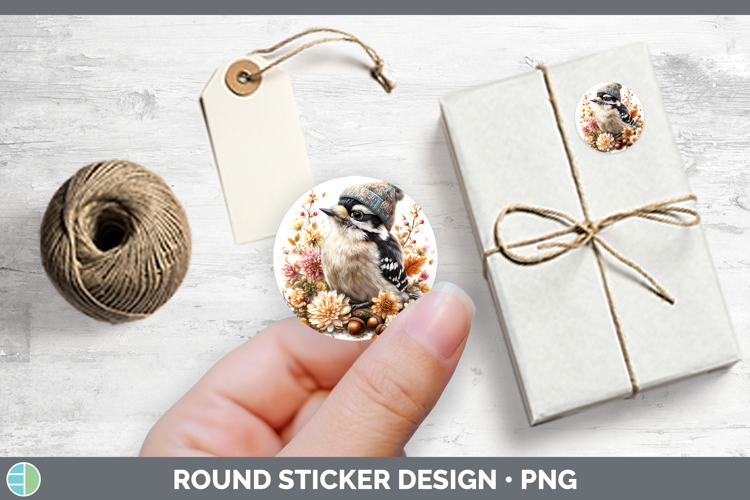 Birds Knit Hat Woodpecker Stickers | Round Labels Designs