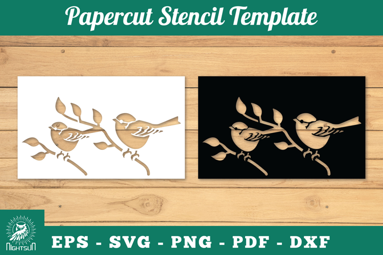 Birds Papercut Stencil SVG