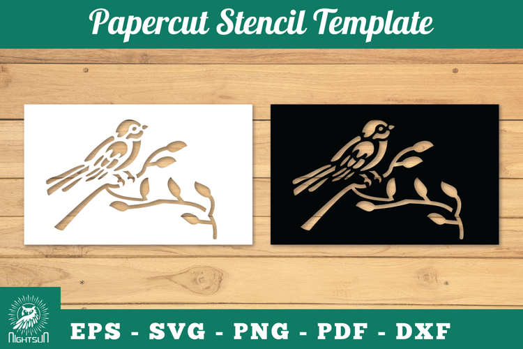 Birds Papercut Stencil SVG