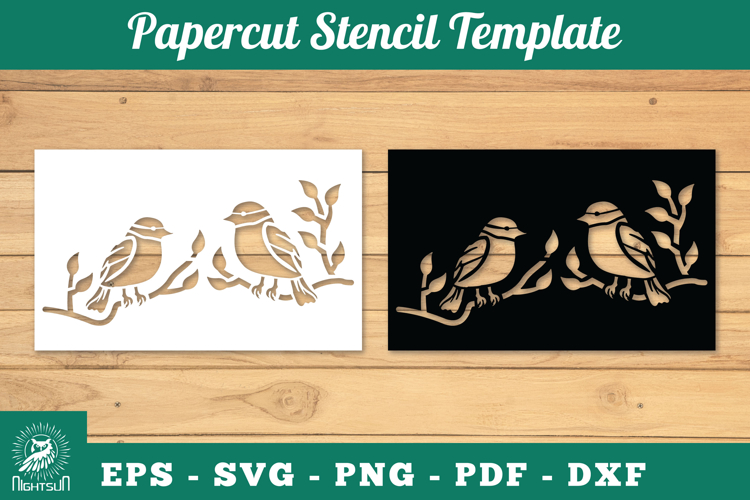 Birds Papercut Stencil SVG