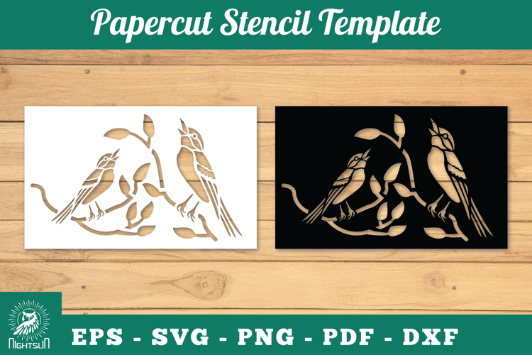 Birds Papercut Stencil SVG