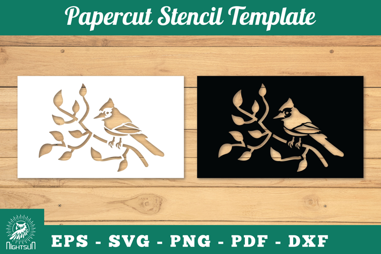 Birds Papercut Stencil SVG