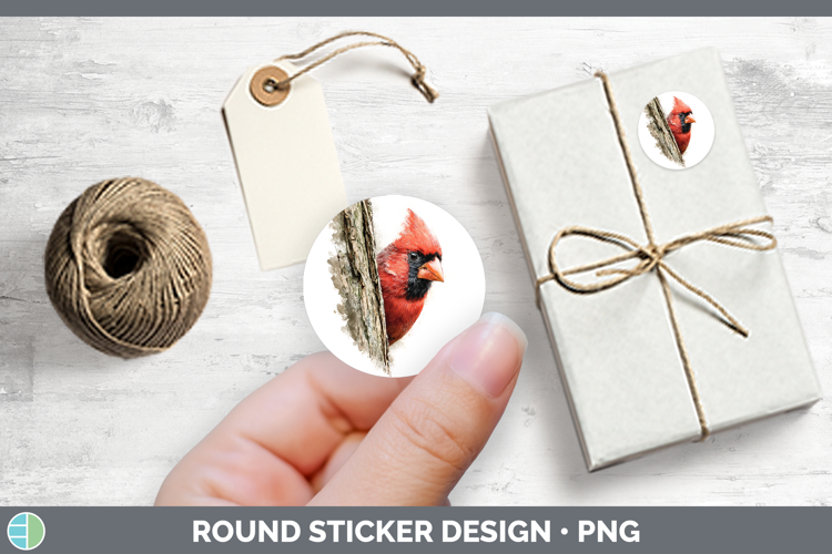 Cardinal Birds Tree Peek Stickers Design