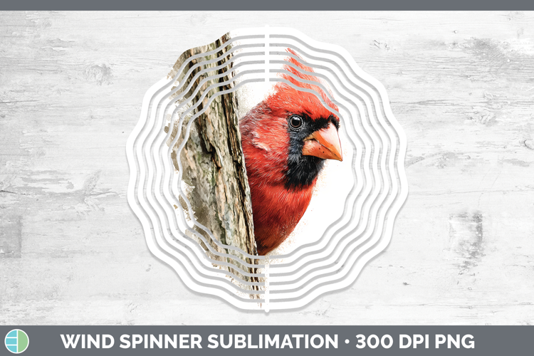 Cardinal Birds Tree Peek Wind Spinner Sublimation Design