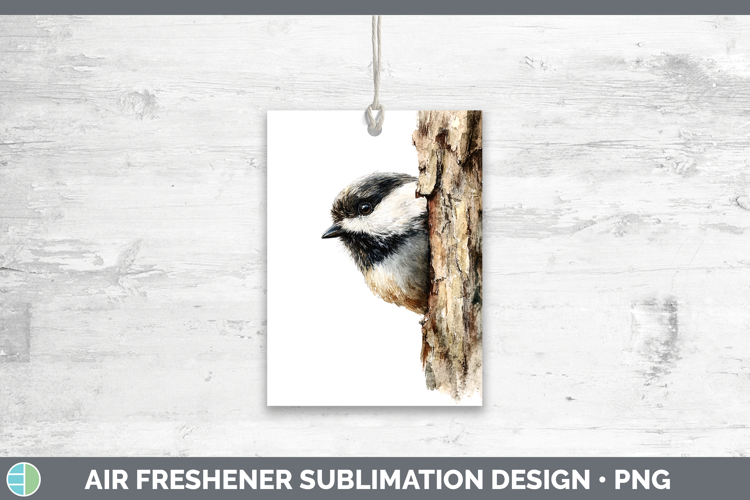 Chickadee Birds Tree Peek Air Freshener Sublimation Design