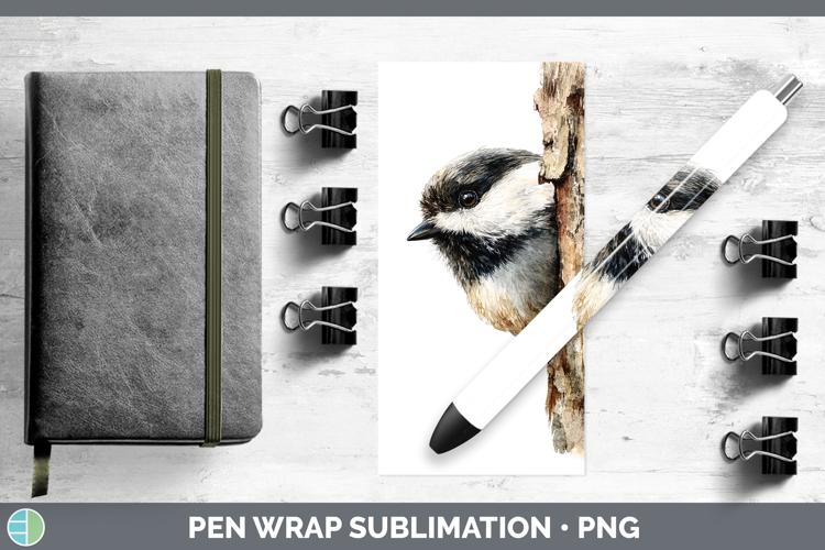 Chickadee Birds Tree Peek Pen Wrap Sublimation Design