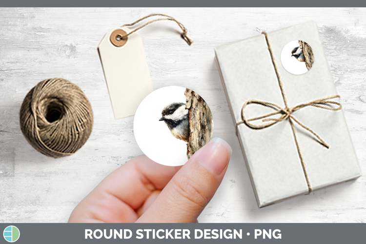Chickadee Birds Tree Peek Stickers Design