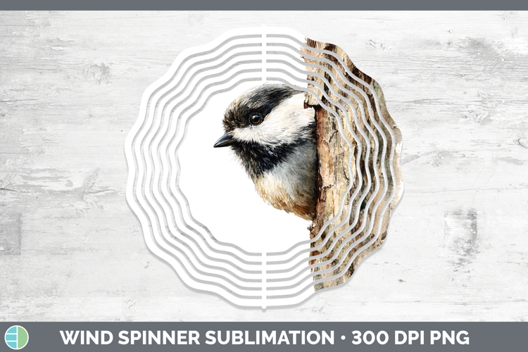 Chickadee Birds Tree Peek Wind Spinner Sublimation Design