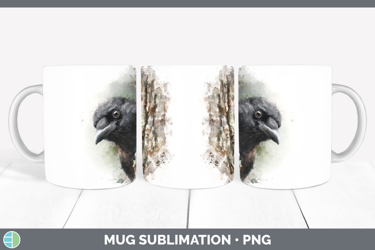 Crow Birds Tree Peek Mug Wrap Sublimation Design