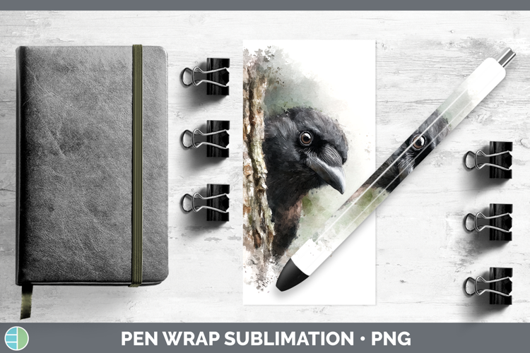 Crow Birds Tree Peek Pen Wrap Sublimation Design