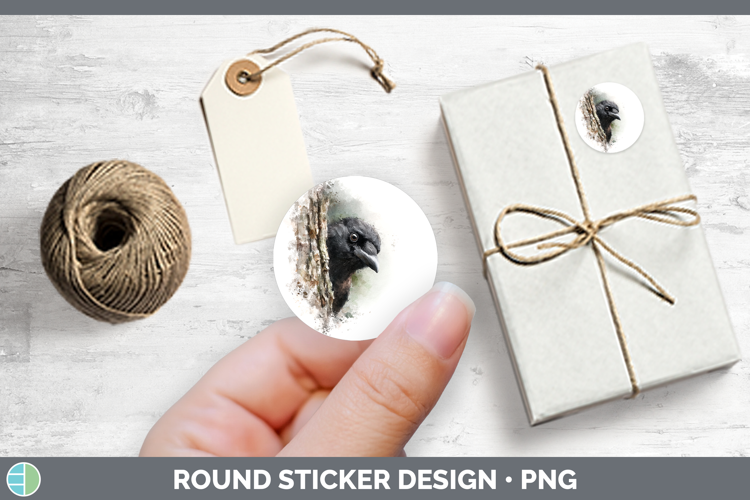 Crow Birds Tree Peek Stickers Design