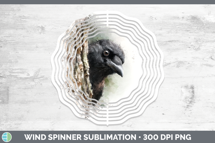 Crow Birds Tree Peek Wind Spinner Sublimation Design