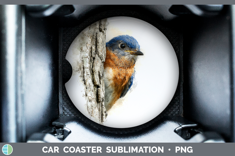 Eastern Bluebird Birds Tree Peek Car Coaster Sublimation Des