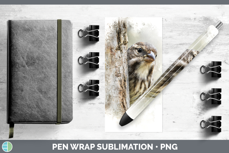 Finch Birds Tree Peek Pen Wrap Sublimation Design