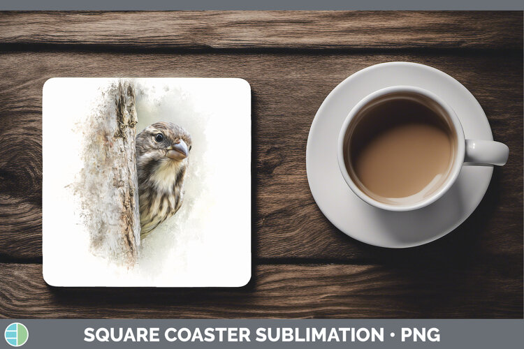 GorgeousBirds Tree Peek Square Coaster design.
