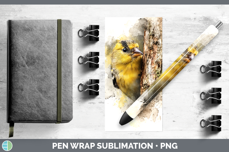 Goldfinch Birds Tree Peek Pen Wrap Sublimation Design