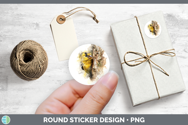 Goldfinch Birds Tree Peek Stickers Design