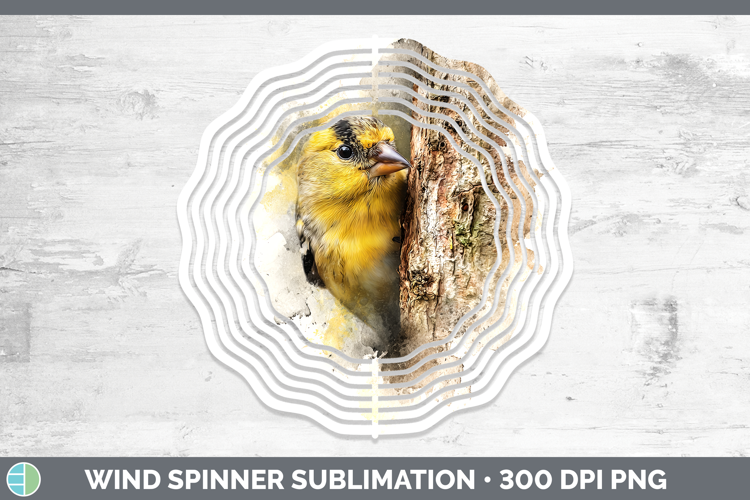 Goldfinch Birds Tree Peek Wind Spinner Sublimation Design