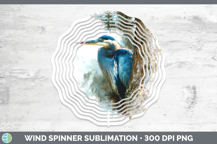 Great Blue Heron Birds Tree Peek Wind Spinner Sublimation De