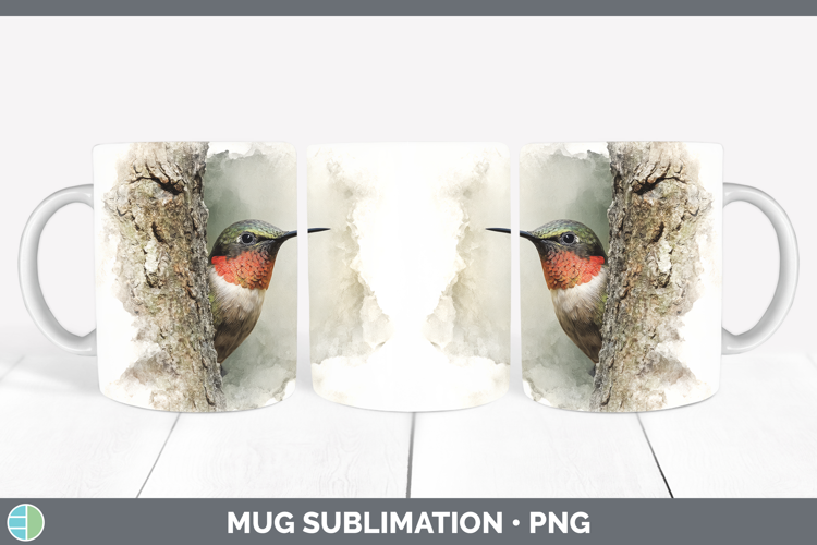 Hummingbird Birds Tree Peek Mug Wrap Sublimation Design