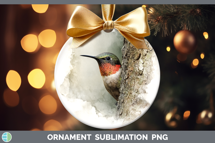 Hummingbird Birds Tree Peek Ornament Sublimation Design
