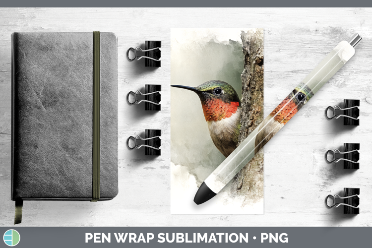 Hummingbird Birds Tree Peek Pen Wrap Sublimation Design