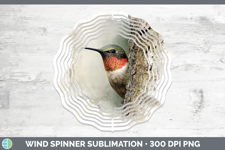 Hummingbird Birds Tree Peek Wind Spinner Sublimation Design