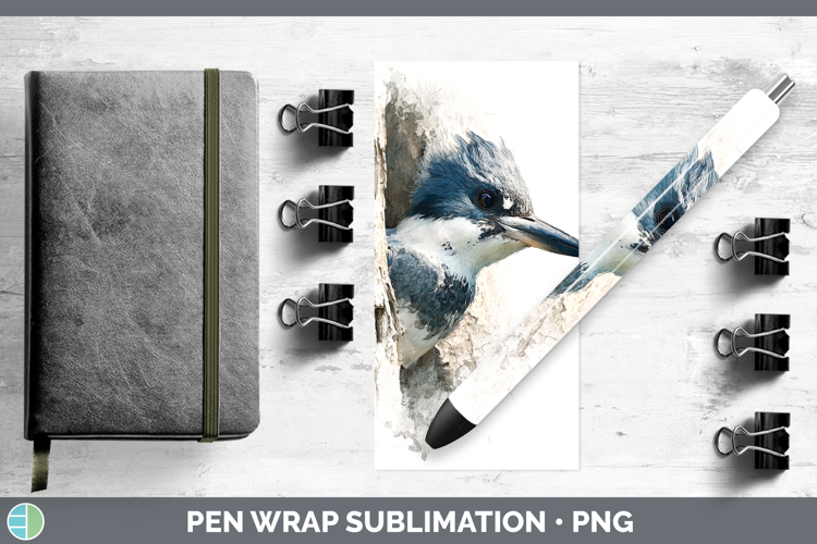 Kingfisher Birds Tree Peek Pen Wrap Sublimation Design