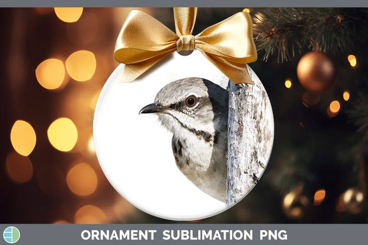 Mockingbird Birds Tree Peek Ornament Sublimation Design