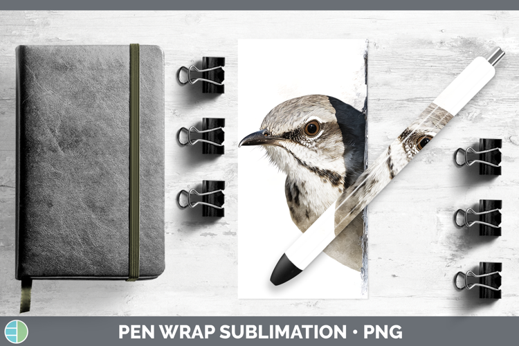 Mockingbird Birds Tree Peek Pen Wrap Sublimation Design