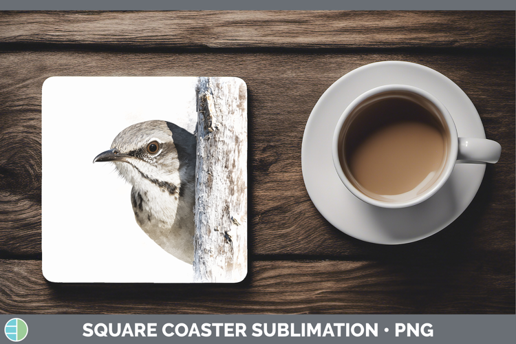 Mockingbird Birds Tree Peek Square Coaster Sublimation Desig