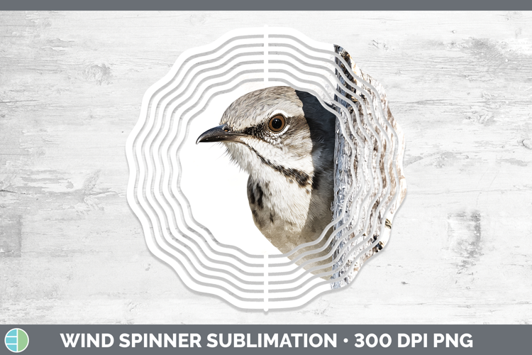 Mockingbird Birds Tree Peek Wind Spinner Sublimation Design