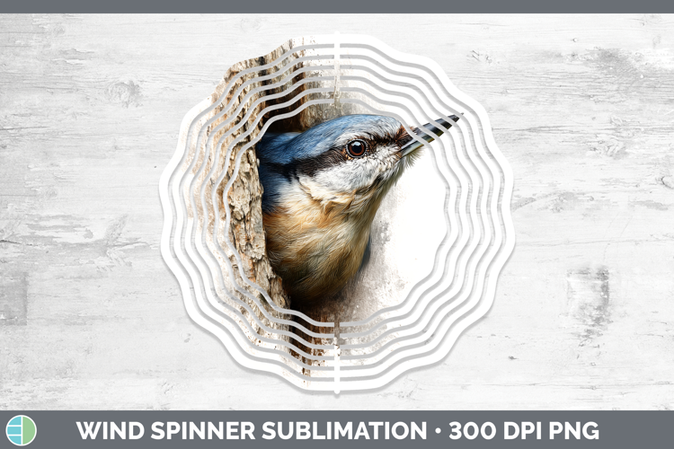 Nuthatch Birds Tree Peek Wind Spinner Sublimation Design