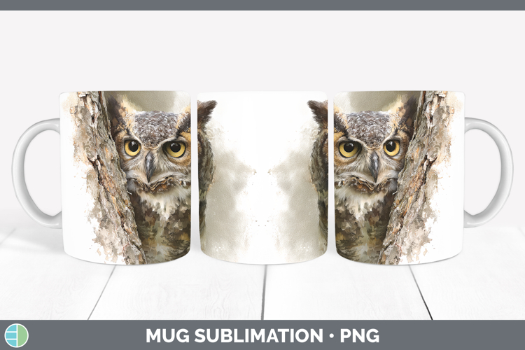 Owl Birds Tree Peek Mug Wrap Sublimation Design